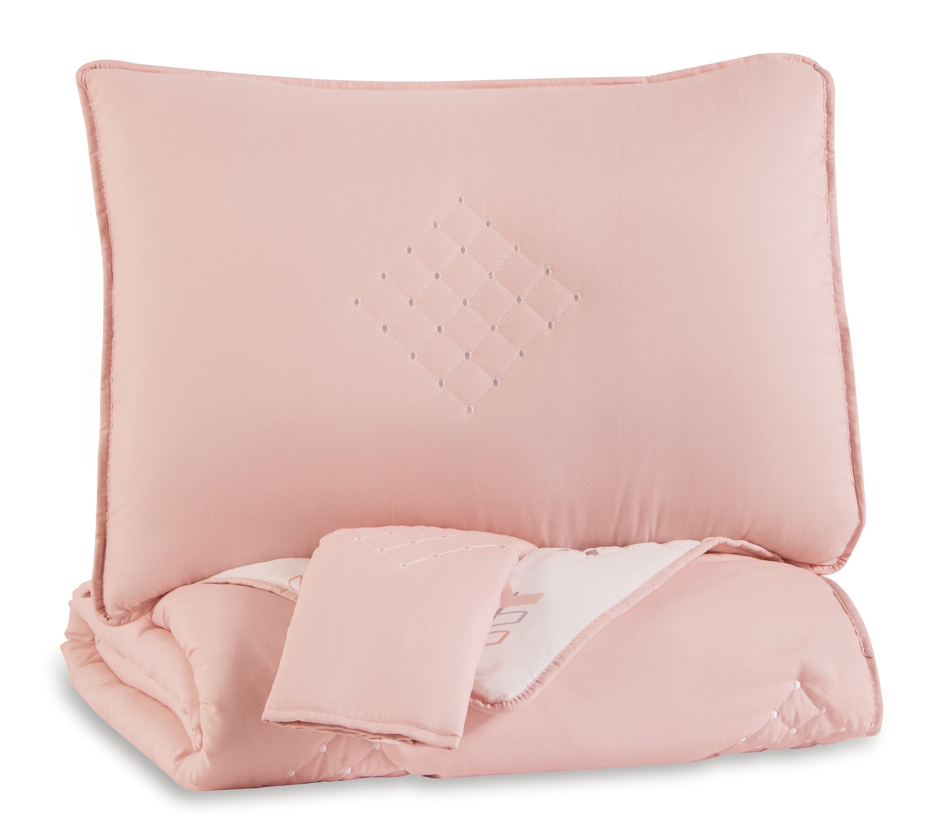 Haines Furniture Outlet - Ashley Furniture - Lexann Full Comforter Set - Full Comforter Set / Pink/White/Gray - Q901003F