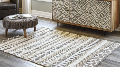 Haines Furniture Outlet - Ashley Furniture - Karalee Rug - 8' x 10' Rug / Ivory/Brown - R404441
