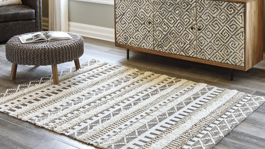 Haines Furniture Outlet - Ashley Furniture - Karalee Rug - 8' x 10' Rug / Ivory/Brown - R404441