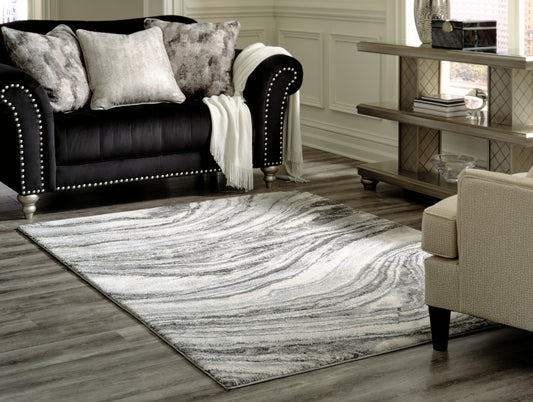 Haines Furniture Outlet - Ashley Furniture - Wysdale Rug - 7'10" x 10'3" Rug / Ivory/Gray - R404901