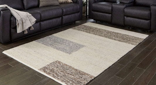 Haines Furniture Outlet - Ashley Furniture - Barus Rug - 8' x 10' Rug / Beige/Brown/Gray - R406401