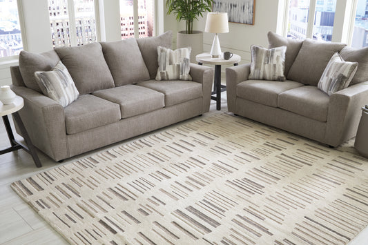 Haines Furniture Outlet - Ashley Furniture - Leesdale Rug - 8' x 10' Rug / Ivory/Brown/Black - R406421