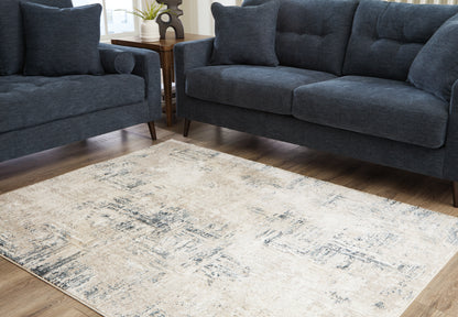 Haines Furniture Outlet - Ashley Furniture - Gentor Rug - 5' x 7' Rug / Blue/Ivory - R406522