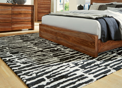 Haines Furniture Outlet - Ashley Furniture - Bramshaw Rug - 8' x 10' Rug / Black/Ivory - R406761