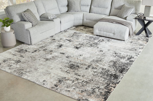 Haines Furniture Outlet - Ashley Furniture - Langwell Rug - 5' x 7' Rug / Black/Gray/White - R406782
