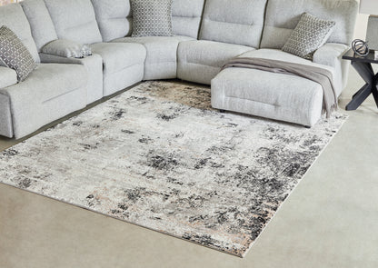 Haines Furniture Outlet - Ashley Furniture - Langwell Rug - 8' x 10' Rug / Black/Gray/White - R406781