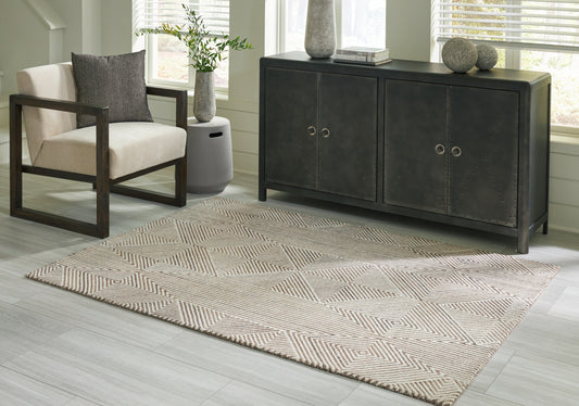 Haines Furniture Outlet - Ashley Furniture - Jadott Rug - 8' x 10' Rug / Beige/Brown - R406801