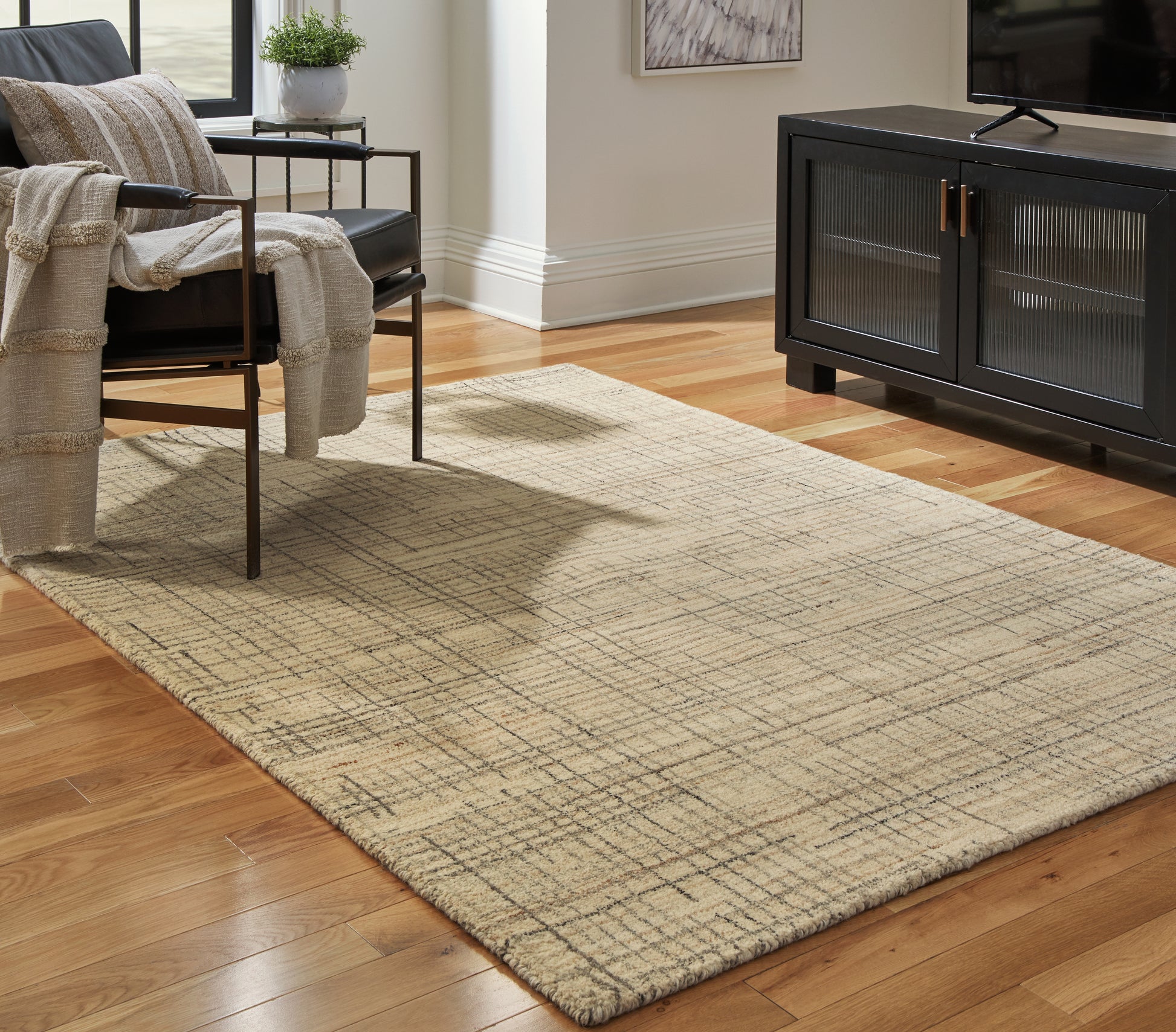 Haines Furniture Outlet - Ashley Furniture - Janston Rug - 8' x 10' Rug / Ivory/Gray/Tan - R406861