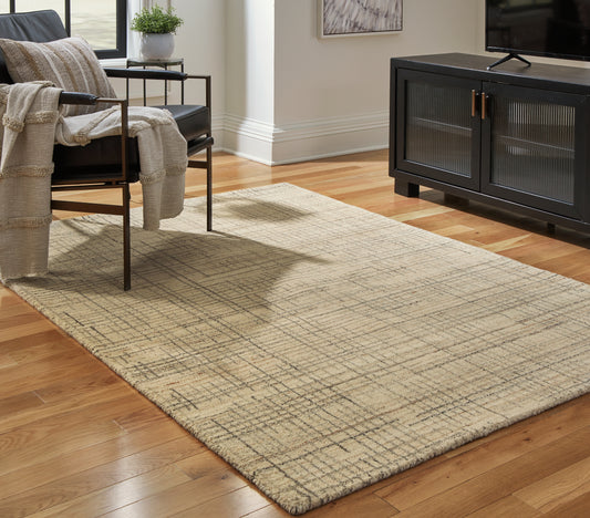 Haines Furniture Outlet - Ashley Furniture - Janston Rug - 8' x 10' Rug / Ivory/Gray/Tan - R406861