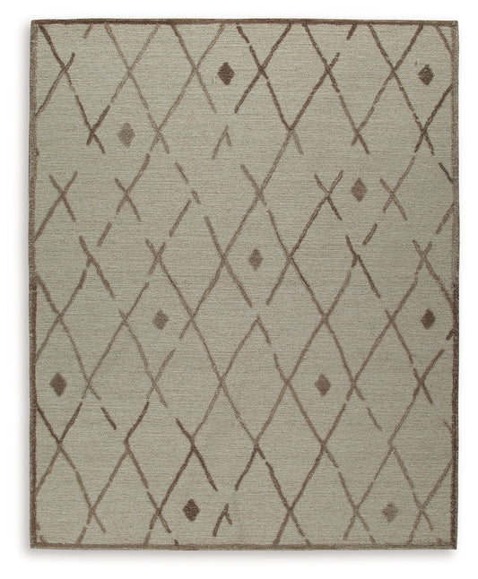 Haines Furniture Outlet - Ashley Furniture - Guyford Rug - 8' x 10' Rug / Beige/Brown - R406871