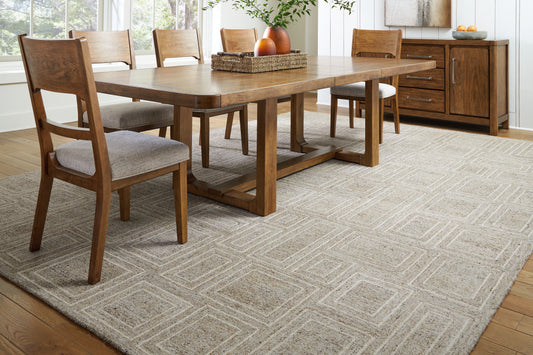 Haines Furniture Outlet - Ashley Furniture - Brickburgh Rug - 8' x 10' Rug / Gray/Ivory/Honey - R406901