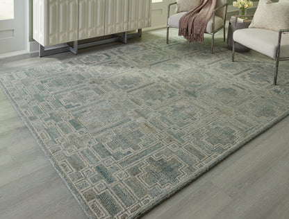 Haines Furniture Outlet - Ashley Furniture - Jossland Rug - 5' x 7' Rug / Green/Ivory - R406912