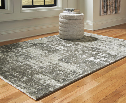 Haines Furniture Outlet - Ashley Furniture - Valmontic Rug - 5' x 7' Rug / Gray - R406922