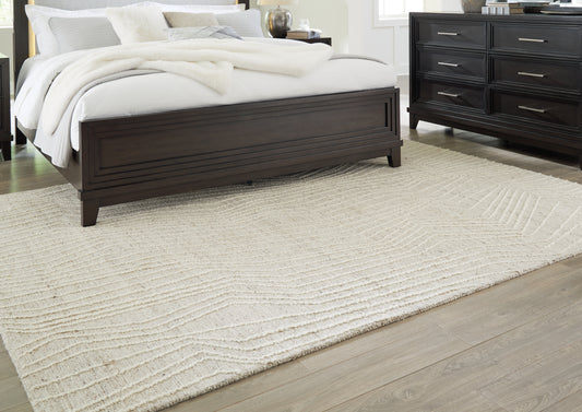Haines Furniture Outlet - Ashley Furniture - Varahill Rug - 5' x 7' Rug / Gray/Ivory - R406932