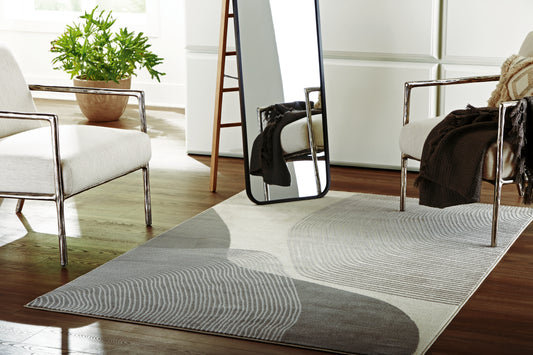 Haines Furniture Outlet - Ashley Furniture - Winderburg Rug - 8' x 10' Rug / Gray/Ivory - R406951