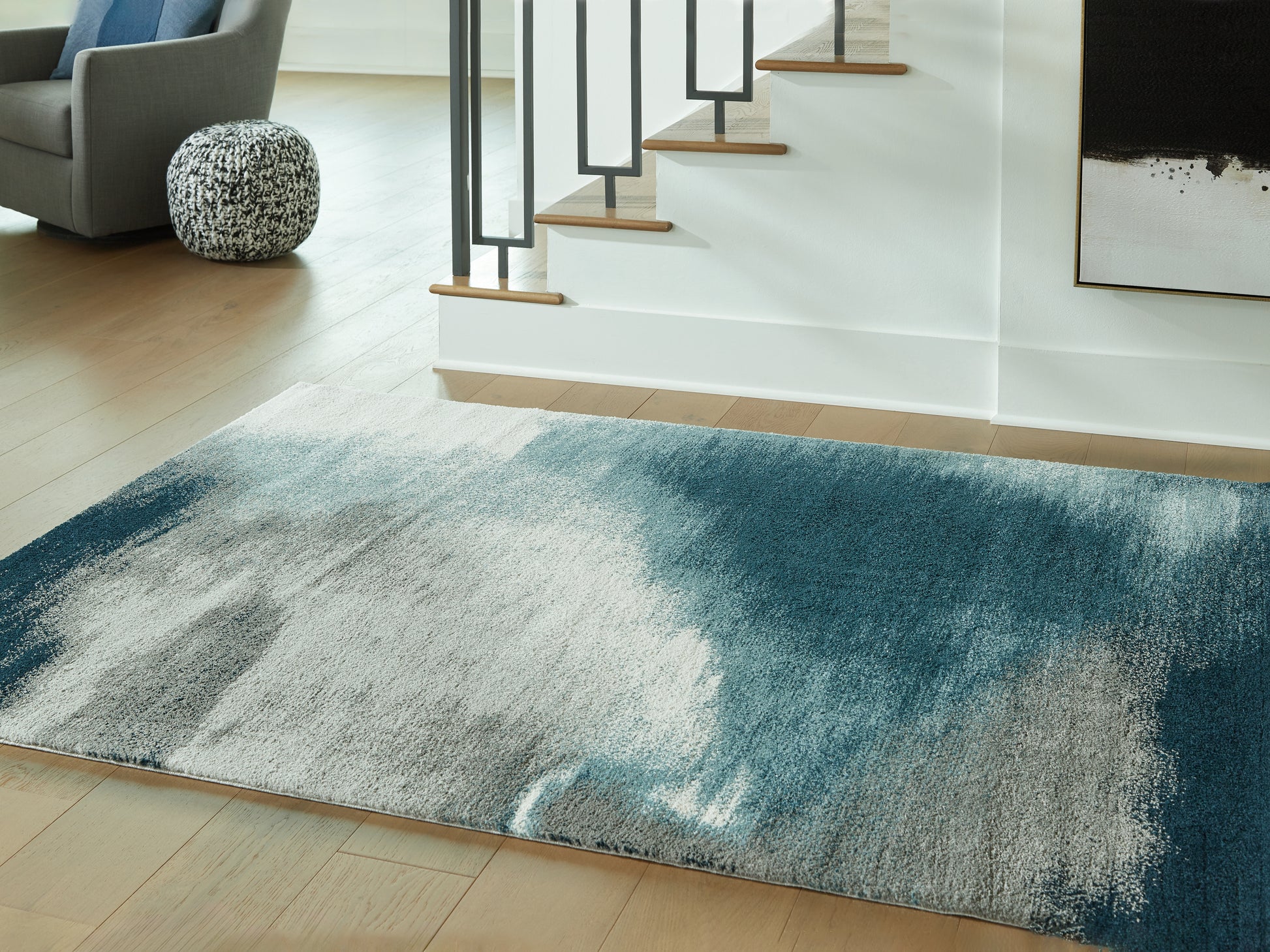 Haines Furniture Outlet - Ashley Furniture - Brentward Rug - 5' x 7' Rug / Blue/Gray/Ivory - R407082