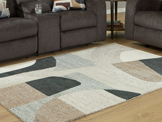 Haines Furniture Outlet - Ashley Furniture - Edrickhill Rug - 8' x 10' Rug / Grayish Teal/Taupe/Cream - R407121