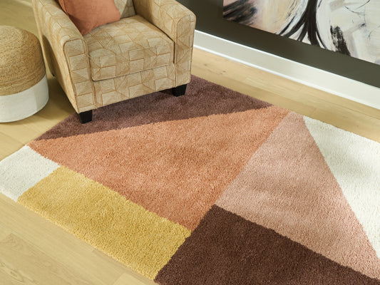 Haines Furniture Outlet - Ashley Furniture - Gailmore Rug - 5' x 7' Rug / Cream/Pink/Ocher - R407172