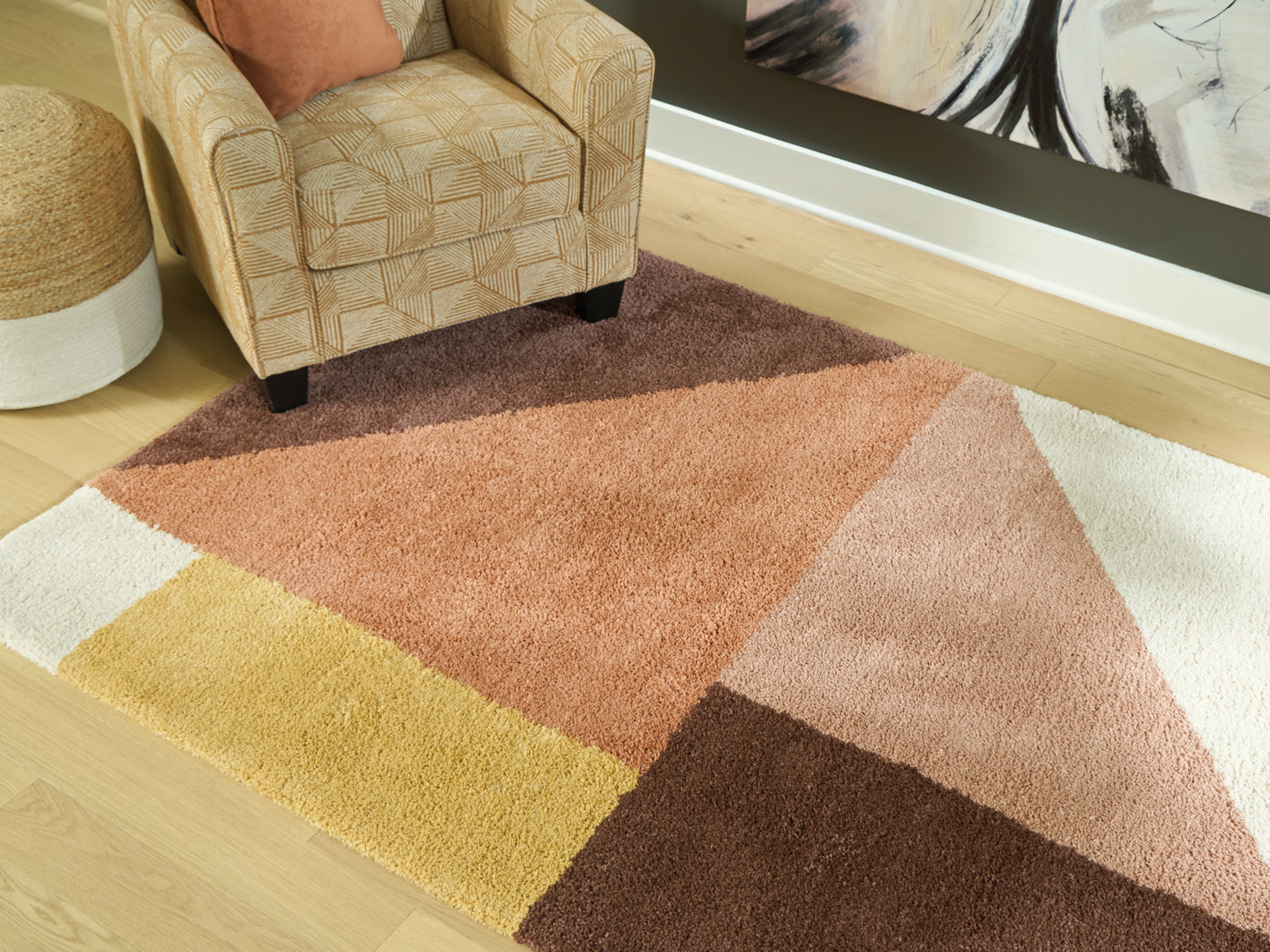 Haines Furniture Outlet - Ashley Furniture - Gailmore Rug - 8' x 10' Rug / Cream/Pink/Ocher - R407171