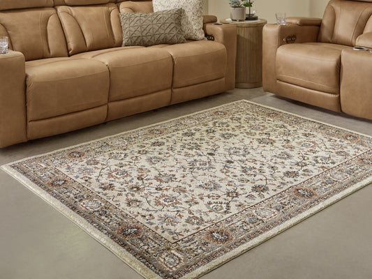 Haines Furniture Outlet - Ashley Furniture - Beritham Rug - Large Rug / Blue/Brown/Beige - R407261