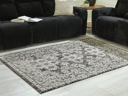 Haines Furniture Outlet - Ashley Furniture - Glennisman Rug - Medium Rug / Black/Gray/Ivory - R407272