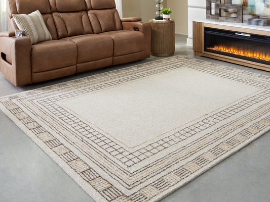 Haines Furniture Outlet - Ashley Furniture - Idaman Rug - Medium Rug / Taupe/Brown - R407292