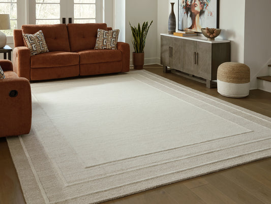 Haines Furniture Outlet - Ashley Furniture - Teelgan Rug - Large Rug / Ivory/Tan - R407311