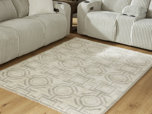 Haines Furniture Outlet - Ashley Furniture - Maconville Rug - Large Rug / Ivory/Gray - R407321