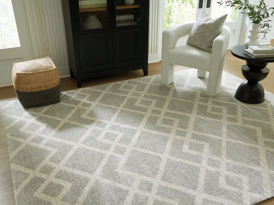 Haines Furniture Outlet - Ashley Furniture - Unawick Rug - Large Rug / Gray/Ivory - R407331