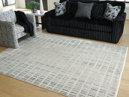 Haines Furniture Outlet - Ashley Furniture - Turinwith Rug - 7'10" x 9'10" Area Rug / Ivory/Black - R407551