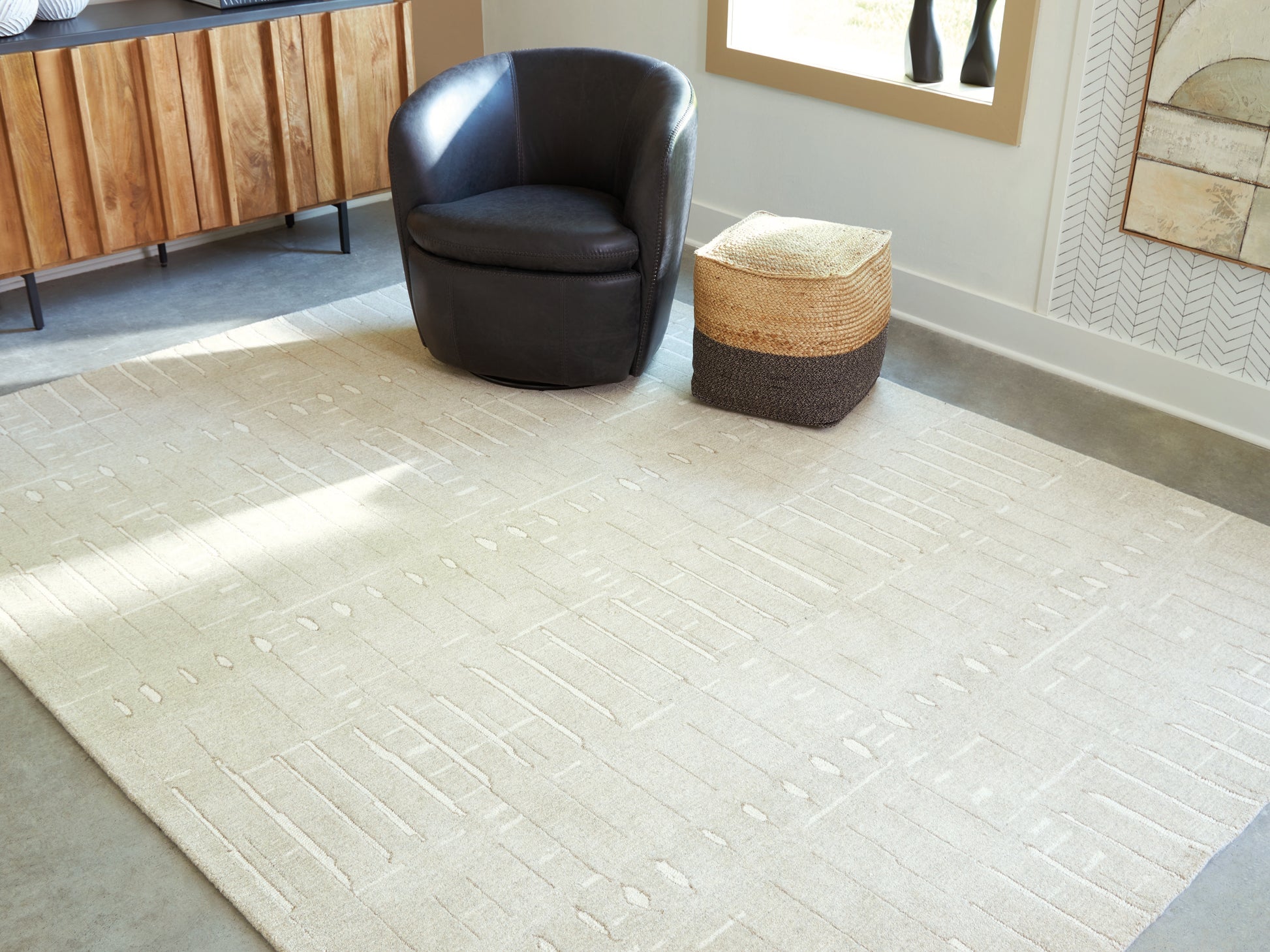 Haines Furniture Outlet - Ashley Furniture - Wolbert Rug - 7'8" x 10' Area Rug / Tan/Ivory - R407661