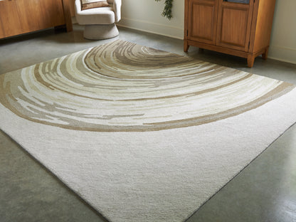 Haines Furniture Outlet - Ashley Furniture - Rizwana Rug - 5' x 7' Area Rug / Ivory/Brown/Gray - R407762
