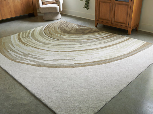 Haines Furniture Outlet - Ashley Furniture - Rizwana Rug - 5' x 7' Area Rug / Ivory/Brown/Gray - R407762
