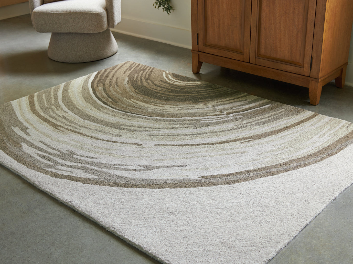 Haines Furniture Outlet - Ashley Furniture - Rizwana Rug - 5' x 7' Area Rug / Ivory/Brown/Gray - R407762