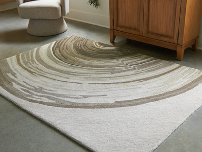 Haines Furniture Outlet - Ashley Furniture - Rizwana Rug - 5' x 7' Area Rug / Ivory/Brown/Gray - R407762
