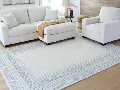 Haines Furniture Outlet - Ashley Furniture - Azelhurst Rug - 7'8" x 10' Area Rug / Blue/Ivory/Gray - R407851