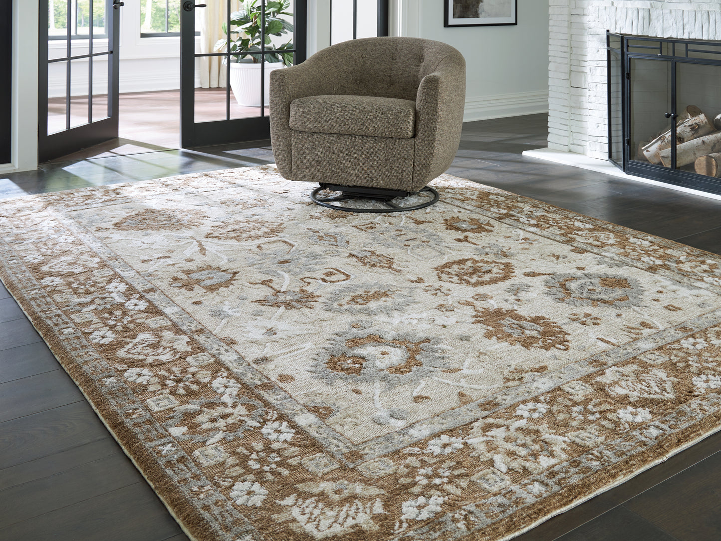 Haines Furniture Outlet - Ashley Furniture - Ainswick Rug - Memory Foam Large Rug / Brown/Beige/Gray - R407881