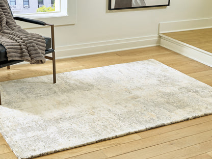 Haines Furniture Outlet - Ashley Furniture - Raif Rug - Medium Rug / Gray/White/Cream - R408082