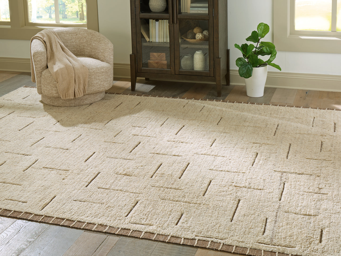 Haines Furniture Outlet - Ashley Furniture - Clayman Rug - Extra Large Rug / Beige/Brown - R408340