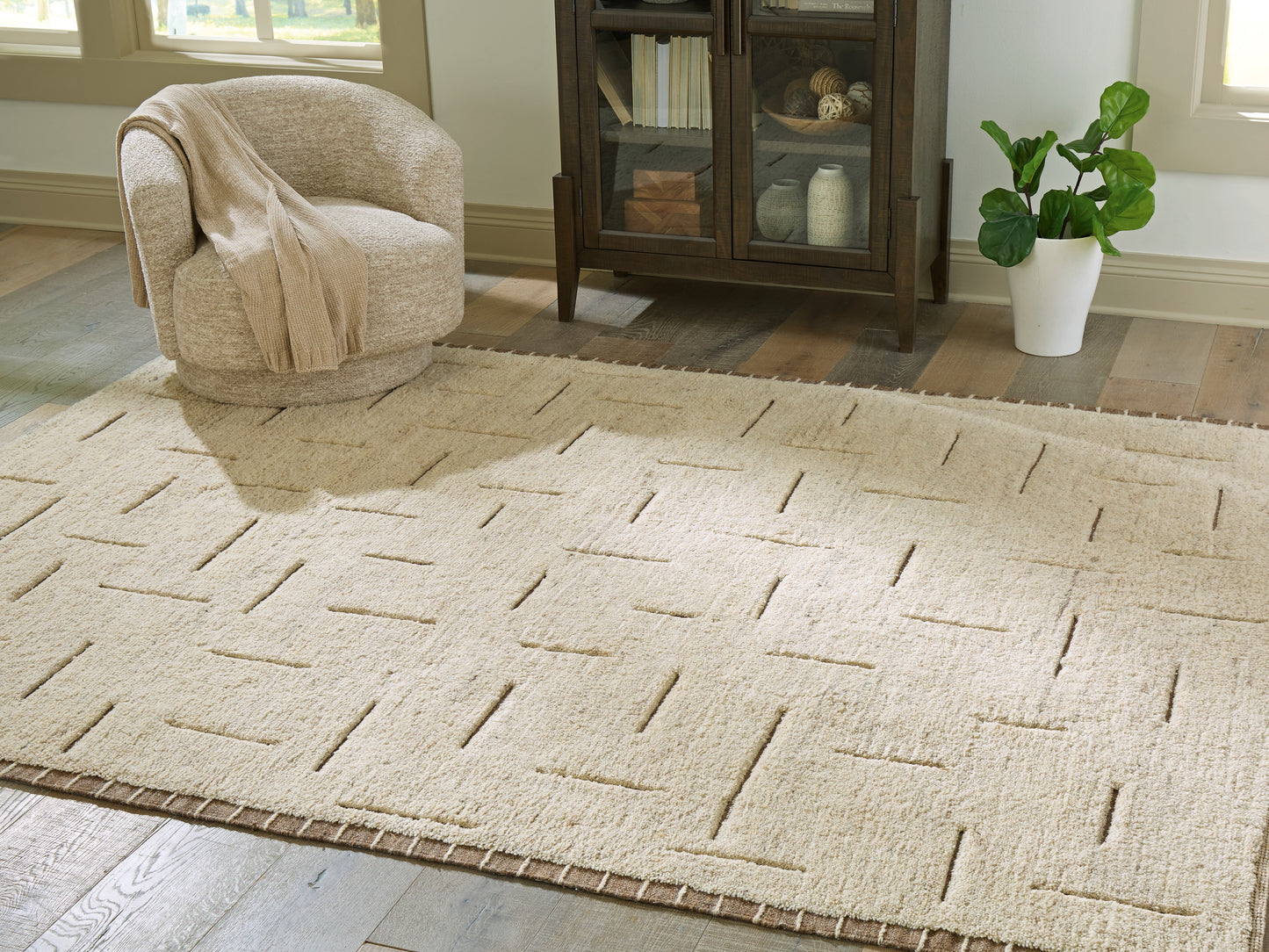 Haines Furniture Outlet - Ashley Furniture - Clayman Rug - Large Rug / Beige/Brown - R408341