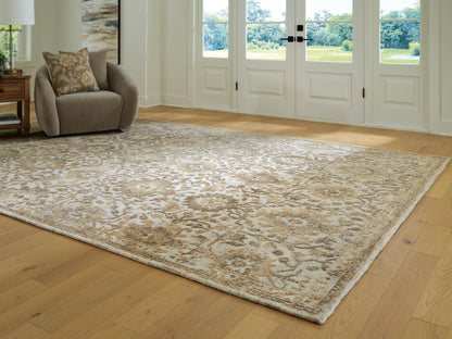 Haines Furniture Outlet - Ashley Furniture - Sableridge Rug - Extra Large Rug / Ivory/Taupe/Camel - R408570
