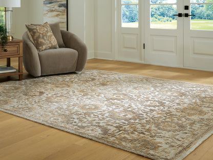 Haines Furniture Outlet - Ashley Furniture - Sableridge Rug - Large Rug / Ivory/Taupe/Camel - R408571