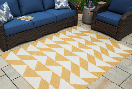 Haines Furniture Outlet - Ashley Furniture - Thomley Rug - 8' x 10' Rug / Ivory/Yellow - R900061