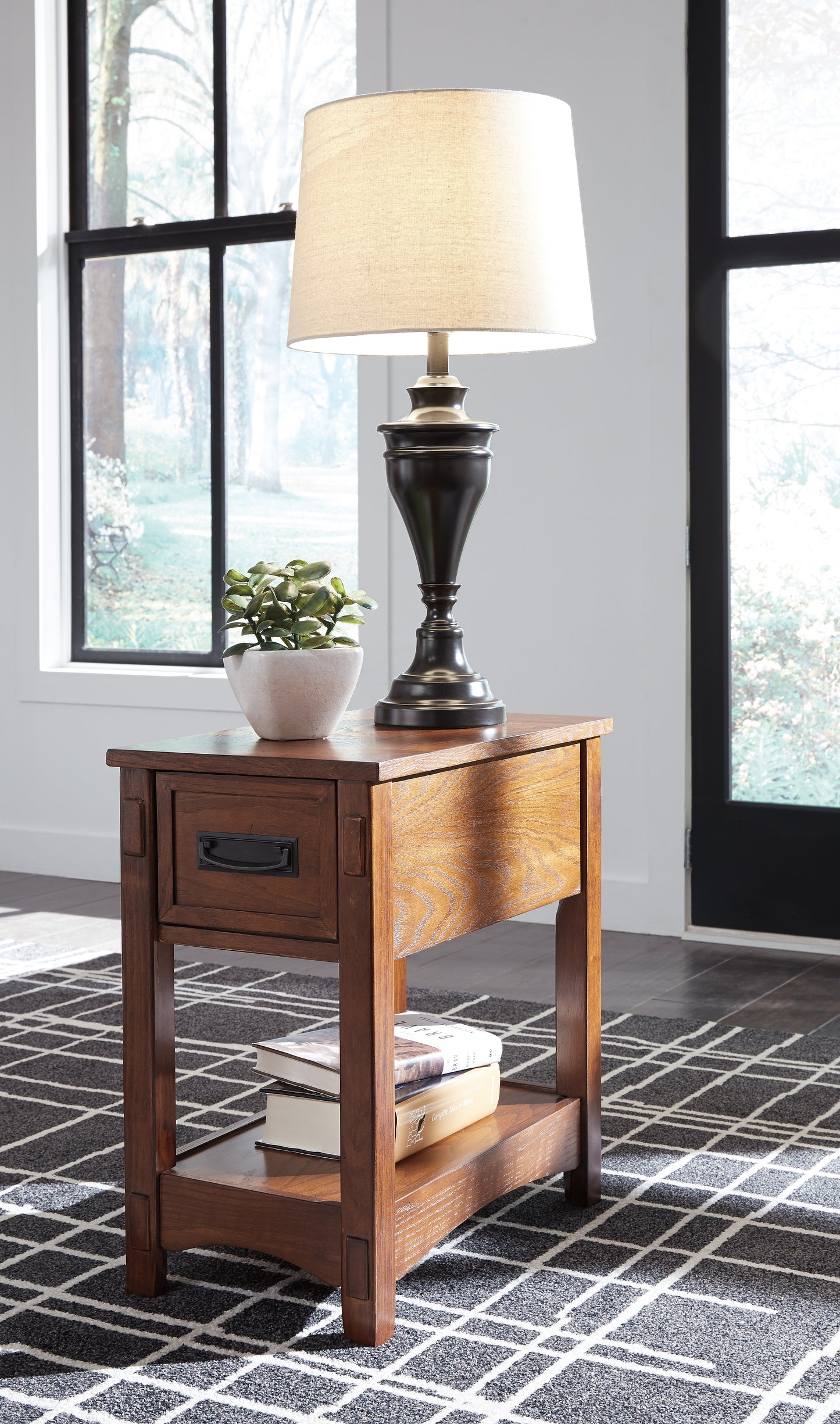 Haines Furniture Outlet - Ashley Furniture - Breegin Chairside End Table - Chair Side End Table / Brown - T007-319