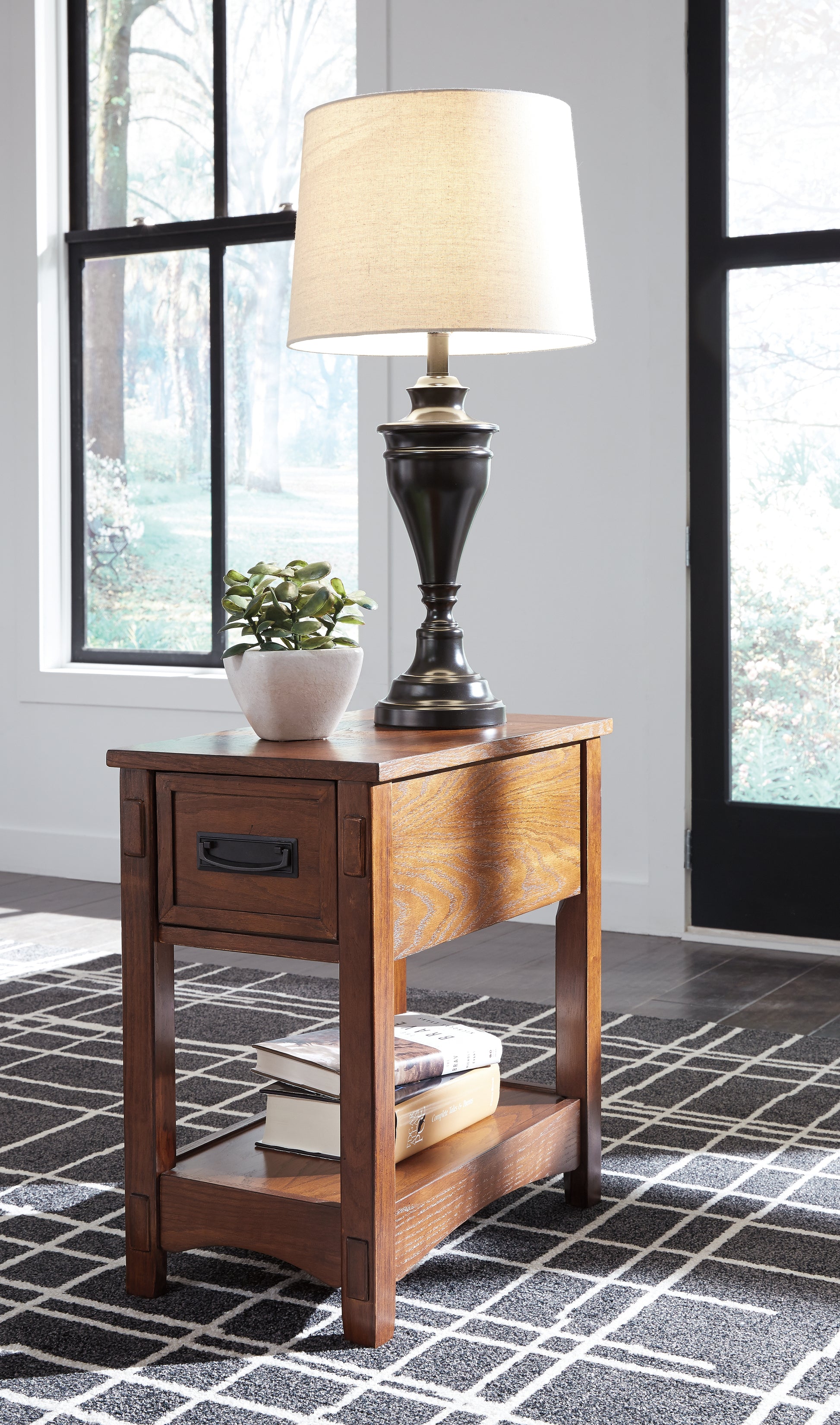 Haines Furniture Outlet - Ashley Furniture - Breegin Chairside End Table - Chair Side End Table / Brown - T007-319