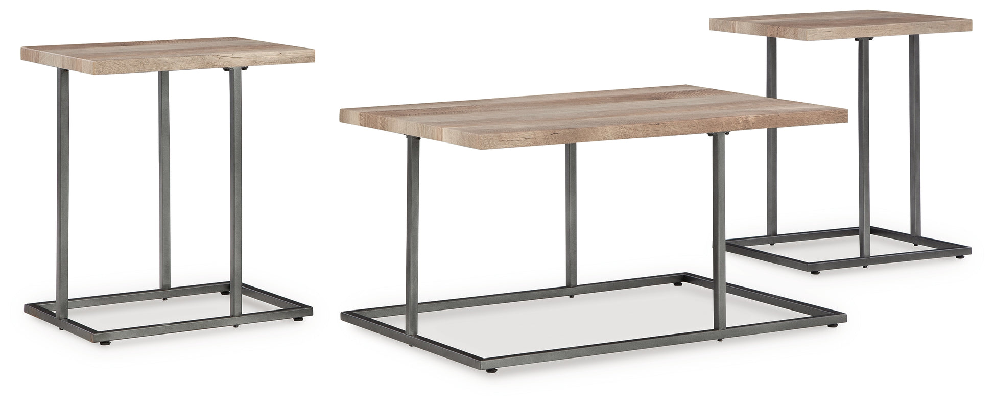 Haines Furniture Outlet - Ashley Furniture - Albreane Table (Set of 3) - Occasional Table Set (3/CN) / Grayish Brown/Black - T147-13