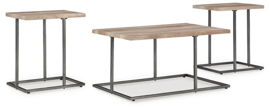 Haines Furniture Outlet - Ashley Furniture - Albreane Table (Set of 3) - Occasional Table Set (3/CN) / Grayish Brown/Black - T147-13