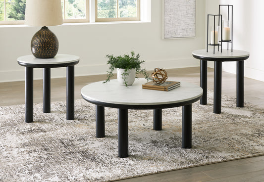 Haines Furniture Outlet - Ashley Furniture - Xandrum Table (Set of 3) - Occasional Table Set (3/CN) / Black/White - T159-13