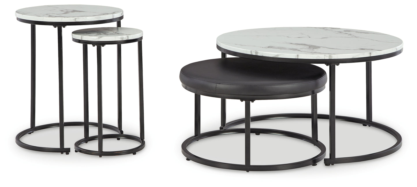 Haines Furniture Outlet - Ashley Furniture - Jusmour Table (Set of 4) - Occasional Nesting TBL (4/CN) / Black/White - T161-14