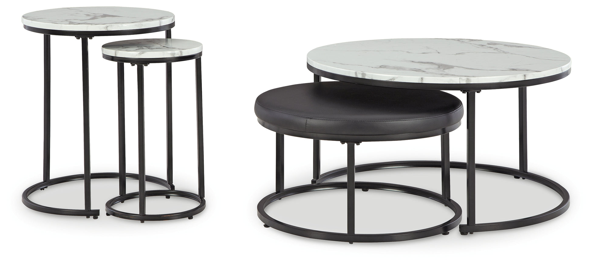 Haines Furniture Outlet - Ashley Furniture - Jusmour Table (Set of 4) - Occasional Nesting TBL (4/CN) / Black/White - T161-14